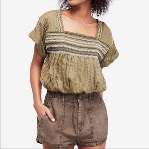 NWT Free People Wandering Skies Cropped Blouse